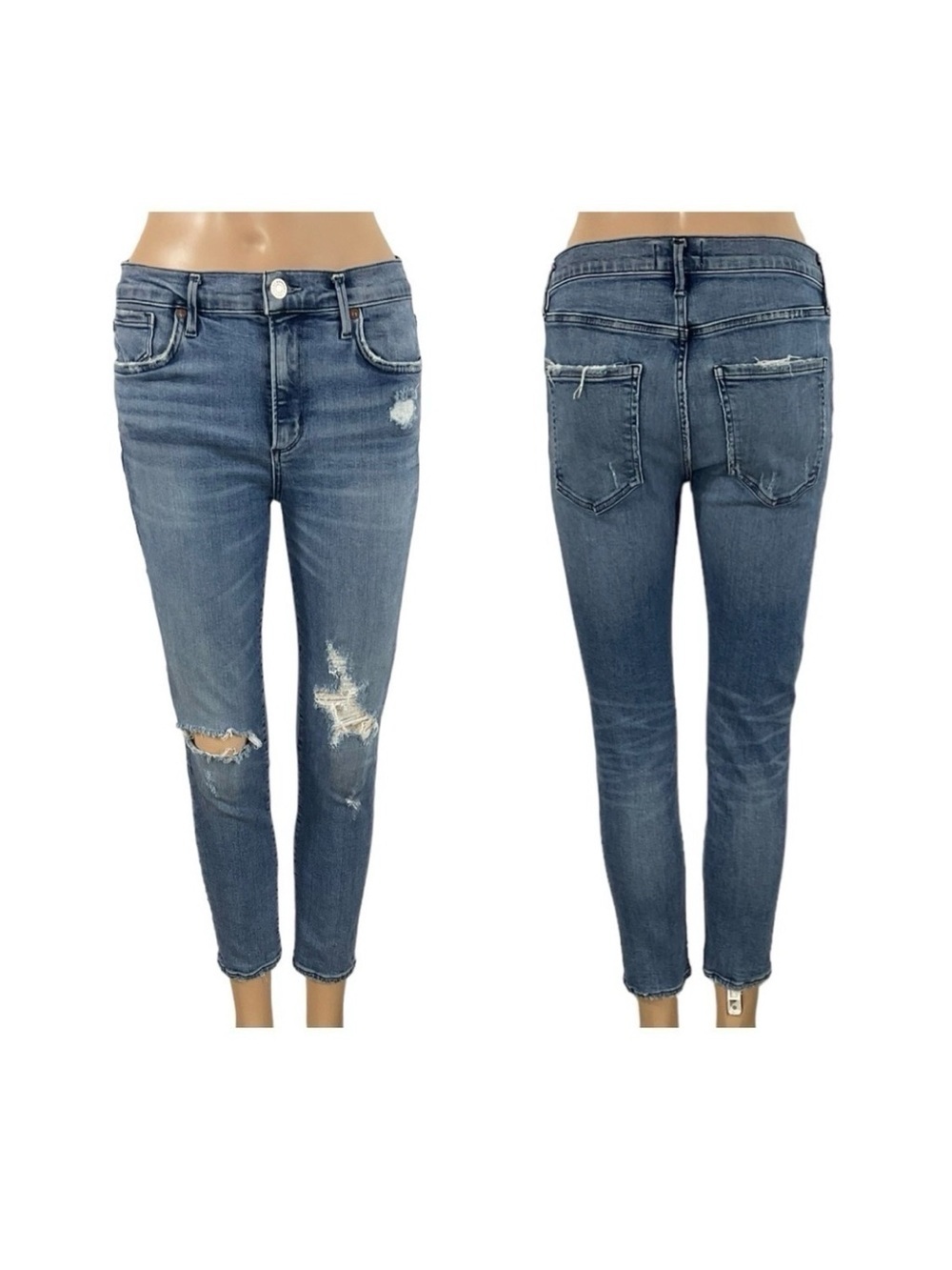 Agolde Sophie High Rise Skinny Crop distressed Jeans  27 Style A018-843